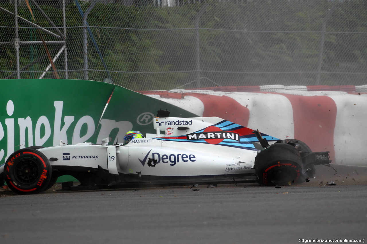 GP CANADA, 10.06.2016 - Prove Libere 1, Crash, Felipe Massa (BRA) Williams FW38