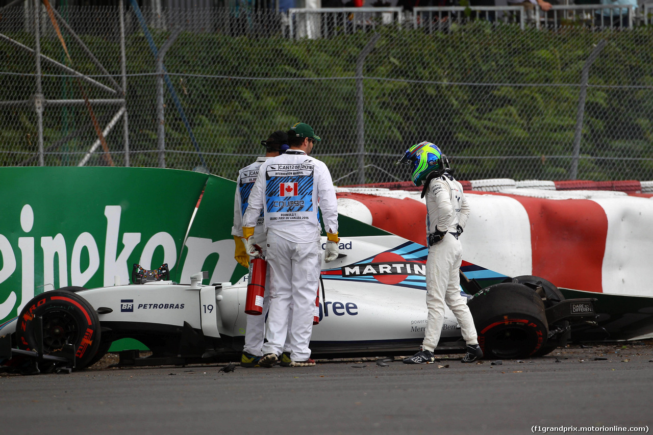 GP CANADA, 10.06.2016 - Prove Libere 1, Crash, Felipe Massa (BRA) Williams FW38