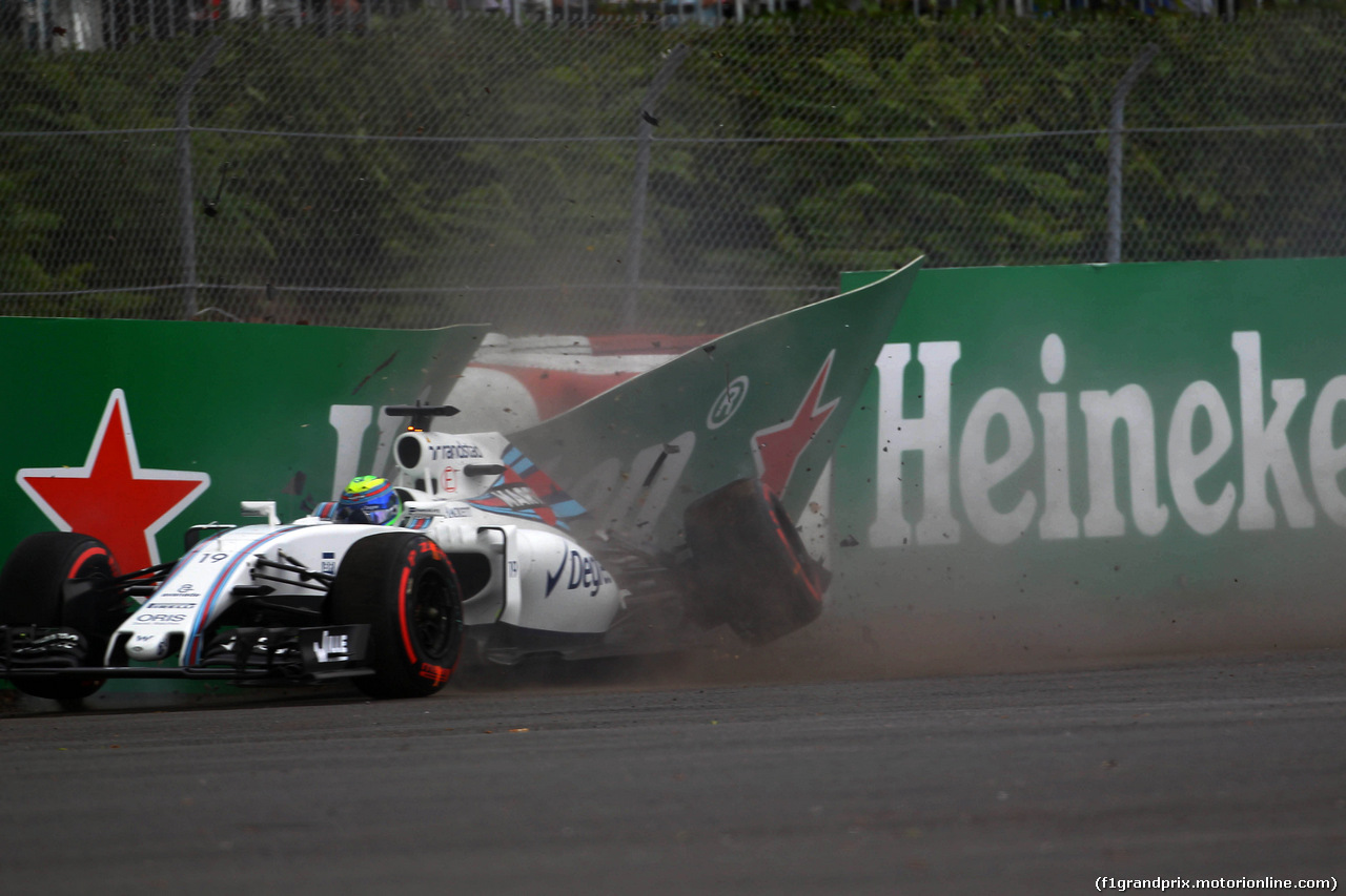 GP CANADA, 10.06.2016 - Prove Libere 1, Crash, Felipe Massa (BRA) Williams FW38