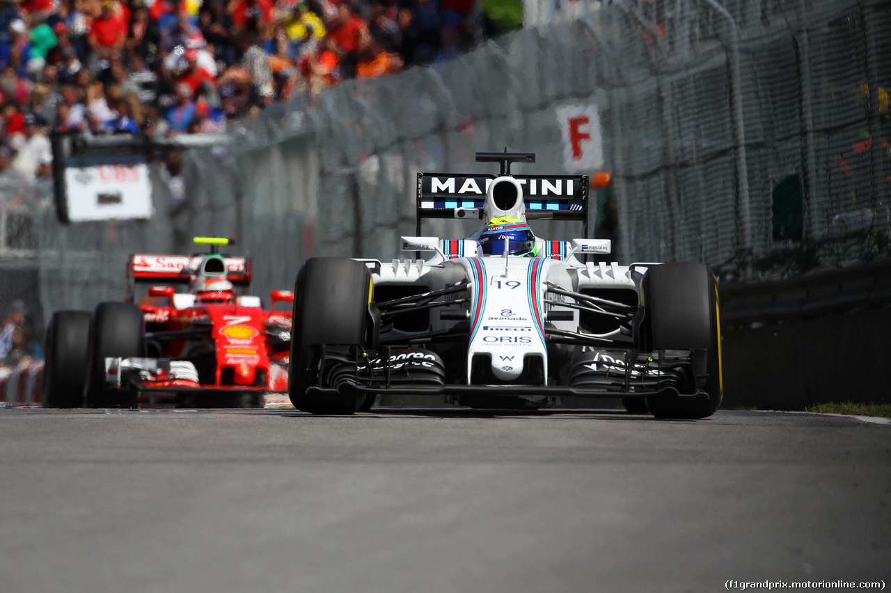 GP CANADA, 10.06.2016 - Prove Libere 2, Felipe Massa (BRA) Williams FW38 davanti a Kimi Raikkonen (FIN) Ferrari SF16-H