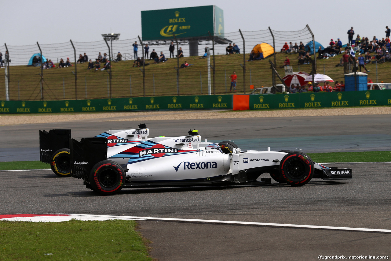 GP CINA, 17.04.2016 - Gara, Valtteri Bottas (FIN) Williams FW38 e Felipe Massa (BRA) Williams FW38