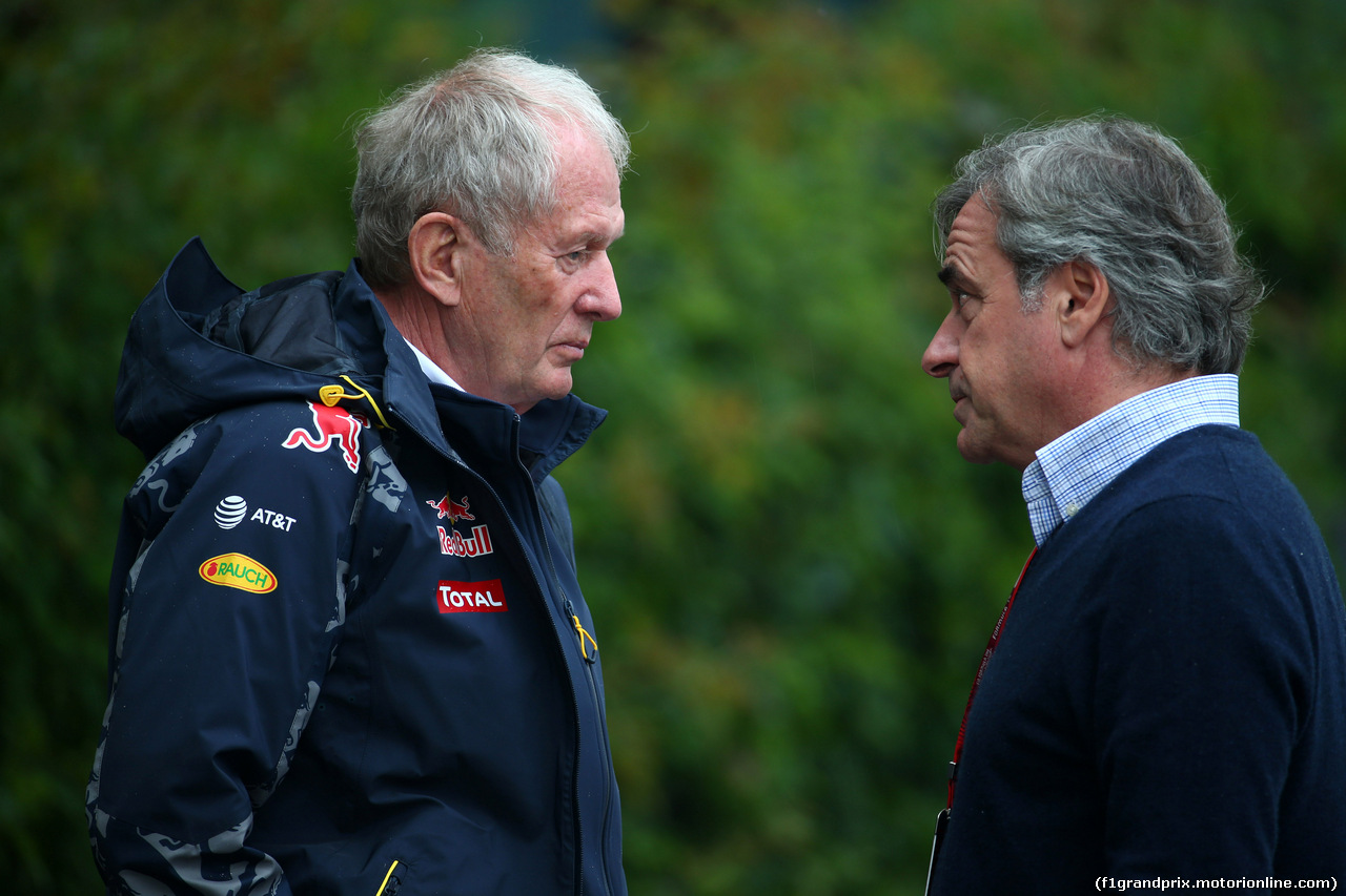 GP CINA, 16.04.2016 - Helmut Marko (AUT), Red Bull Racing, Red Bull Advisor e Carlos Sainz (ESP) WRC Champion former