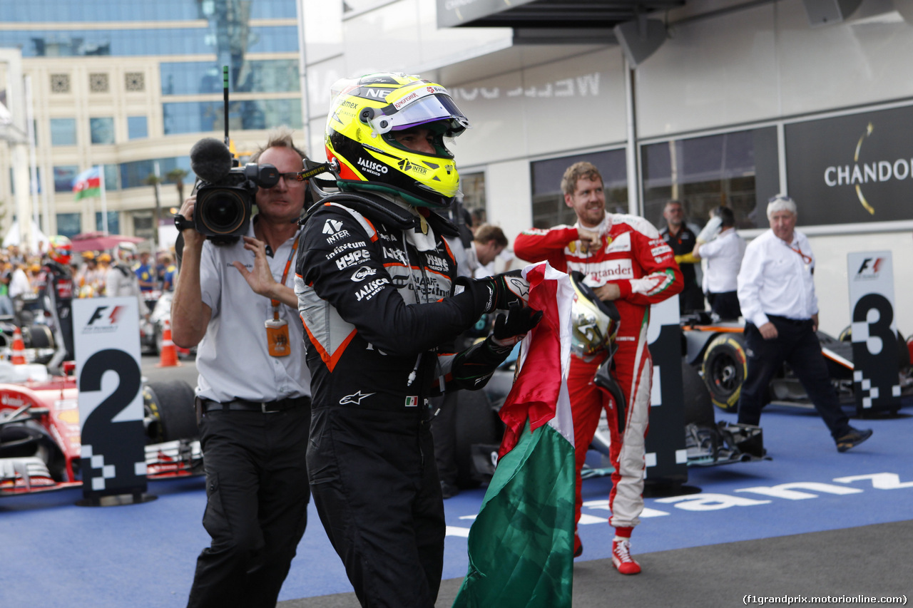 GP EUROPA, 19.06.2016 - Gara, terzo Sergio Perez (MEX) Sahara Force India F1 VJM09