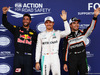GP EUROPA, Qualifiche top three in parc ferme (L to R): Daniel Ricciardo (AUS) Red Bull Racing RB12, third; Lewis Hamilton (GBR) Mercedes AMG F1, pole position; Sergio Perez (MEX) Sahara Force India F1, second.