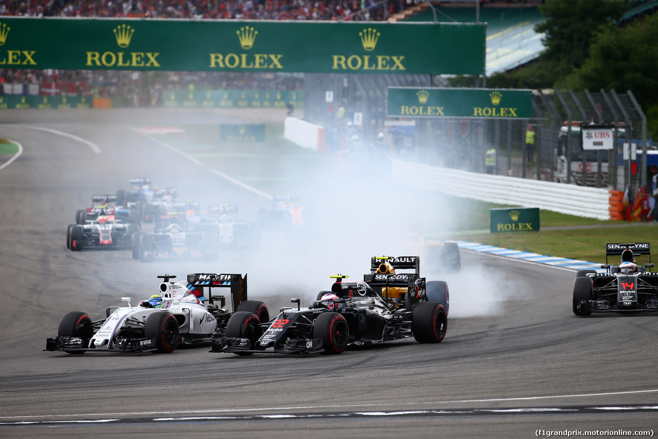GP GERMANIA, 31.07.2016 - Gara, Felipe Massa (BRA) Williams FW38 e Jenson Button (GBR)  McLaren Honda MP4-31