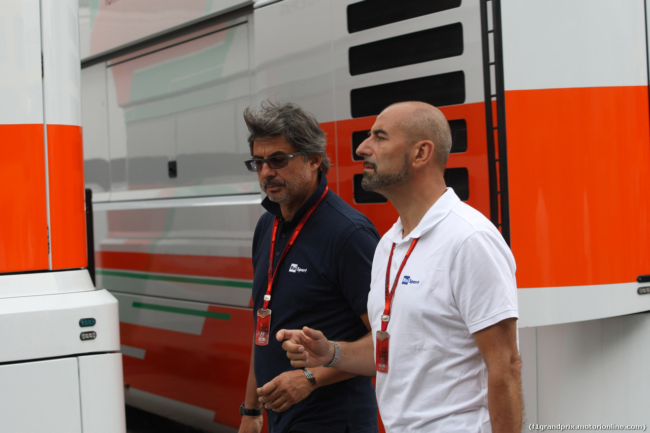 GP GERMANIA, 28.07.2016 - (L-R) Giancarlo Bruno (ITA) RAI TV e Ivan Capelli (ITA) ACI Milano, President