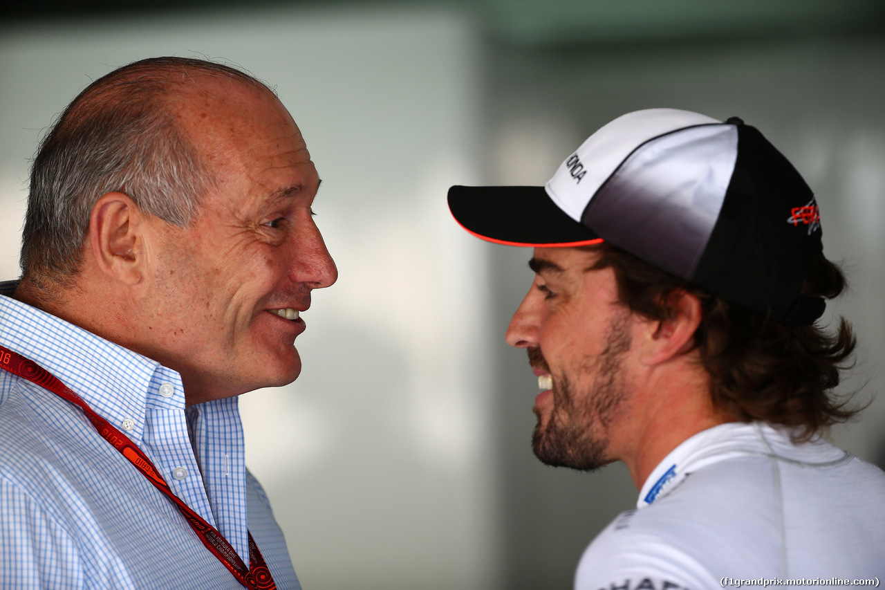 GP GERMANIA, 30.07.2016 - Prove Libere 3, Ron Dennis (GBR) McLaren Executive Chairman e Fernando Alonso (ESP) McLaren Honda MP4-31