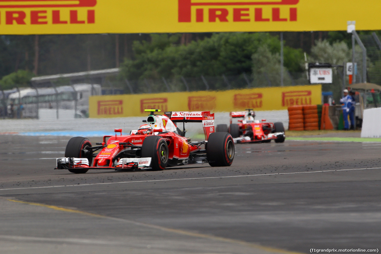 GP GERMANIA, 30.07.2016 - Prove Libere 3, Kimi Raikkonen (FIN) Ferrari SF16-H davanti a Sebastian Vettel (GER) Ferrari SF16-H