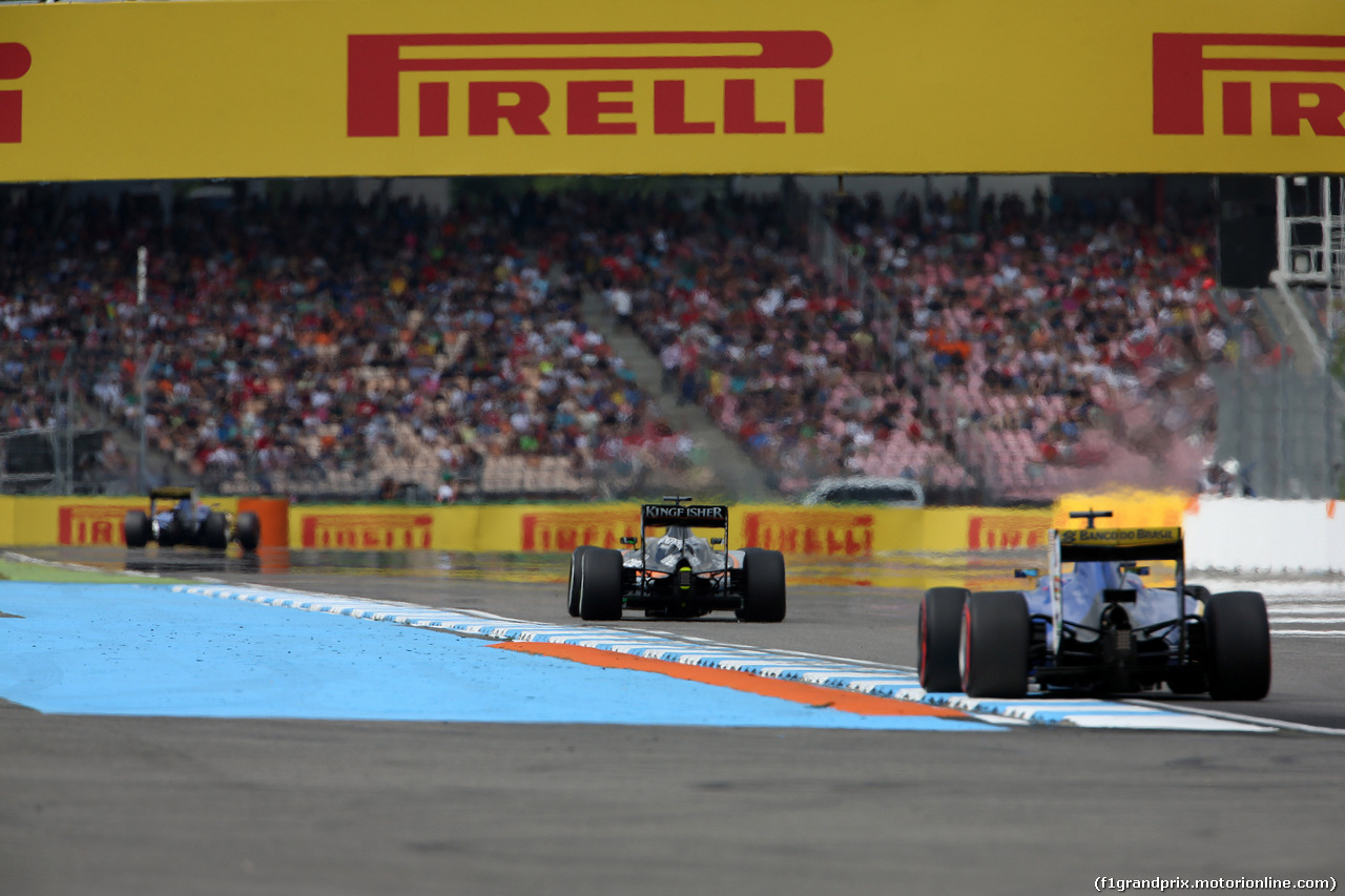 GP GERMANIA, 29.07.2016 - Prove Libere 1, Nico Hulkenberg (GER) Sahara Force India F1 VJM09 e Marcus Ericsson (SUE) Sauber C34