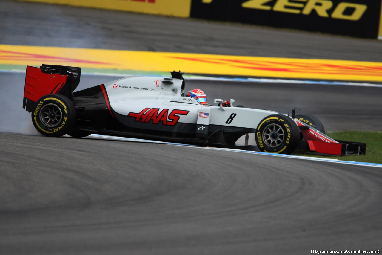 GP GERMANIA, 29.07.2016 - Prove Libere 1, Crash, Romain Grosjean (FRA) Haas F1 Team VF-16