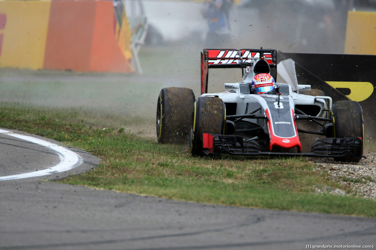 GP GERMANIA, 29.07.2016 - Prove Libere 1, Crash, Romain Grosjean (FRA) Haas F1 Team VF-16