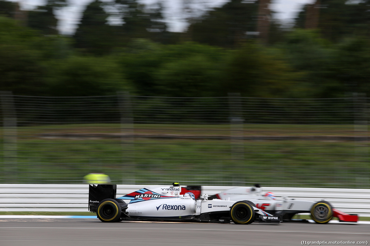 GP GERMANIA, 29.07.2016 - Prove Libere 1, Valtteri Bottas (FIN) Williams FW38 e Romain Grosjean (FRA) Haas F1 Team VF-16