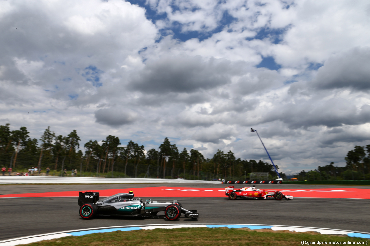 GP GERMANIA, 29.07.2016 - Prove Libere 2, Nico Rosberg (GER) Mercedes AMG F1 W07 Hybrid e Sebastian Vettel (GER) Ferrari SF16-H