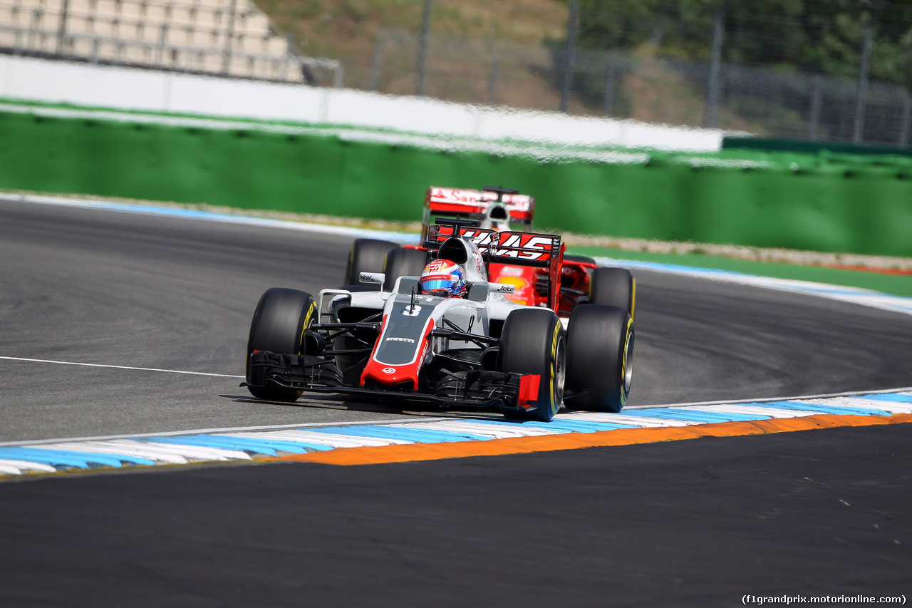 GP GERMANIA, 29.07.2016 - Prove Libere 2, Romain Grosjean (FRA) Haas F1 Team VF-16 e Sebastian Vettel (GER) Ferrari SF16-H