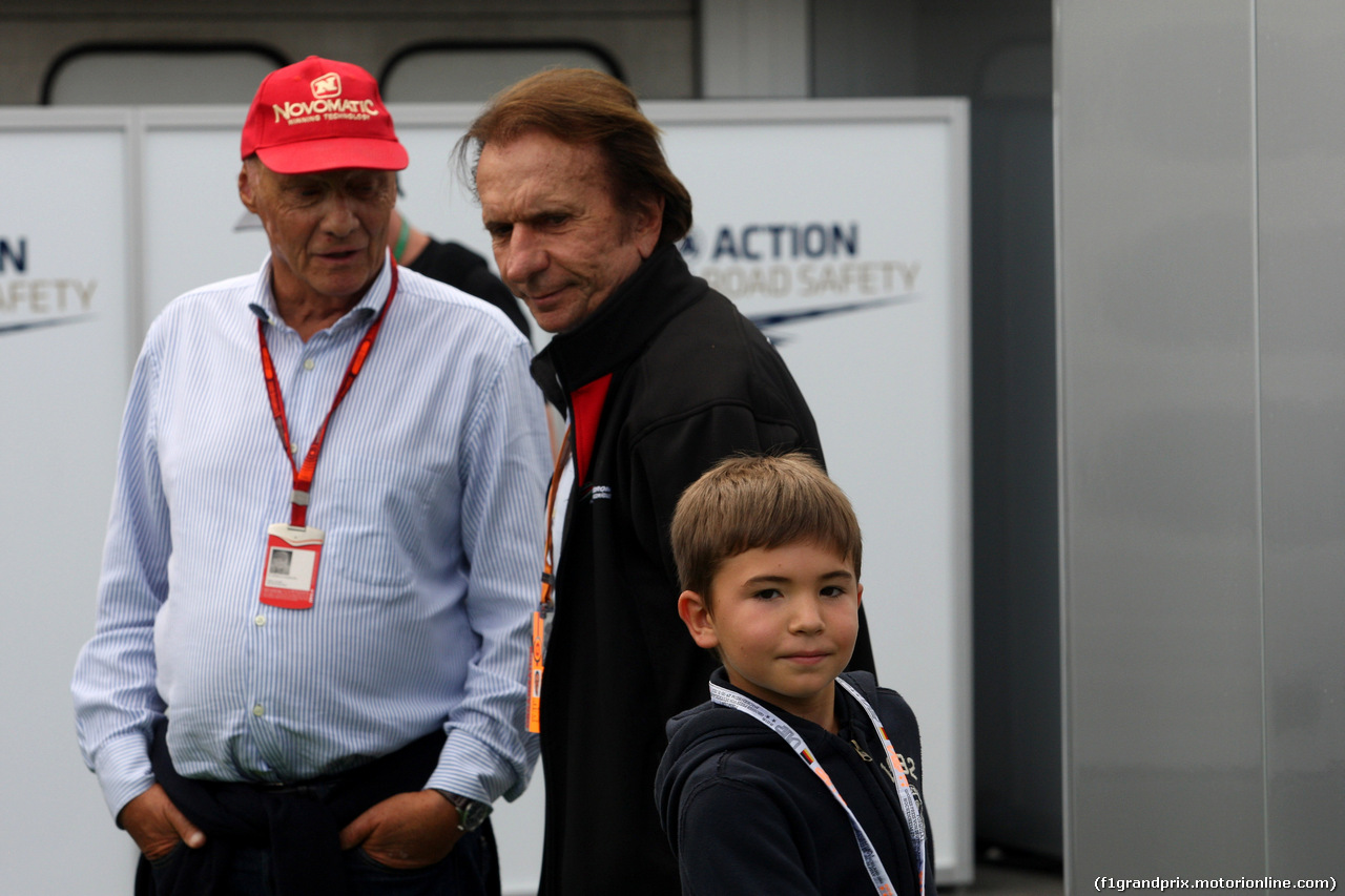 GP GERMANIA, 29.07.2016 - Nikki Lauda (AU), Mercedes e Emerson Fittipaldi (BRA), Ex F1 Champion with his son.