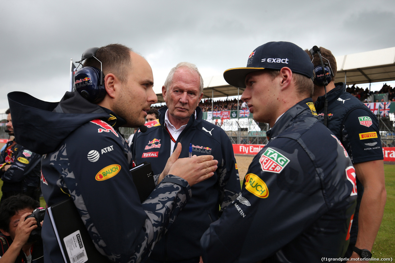 GP GRAN BRETAGNA, 10.07.2016 - Gara, Helmut Marko (AUT), Red Bull Racing, Red Bull Advisor e Max Verstappen (NED) Red Bull Racing RB12