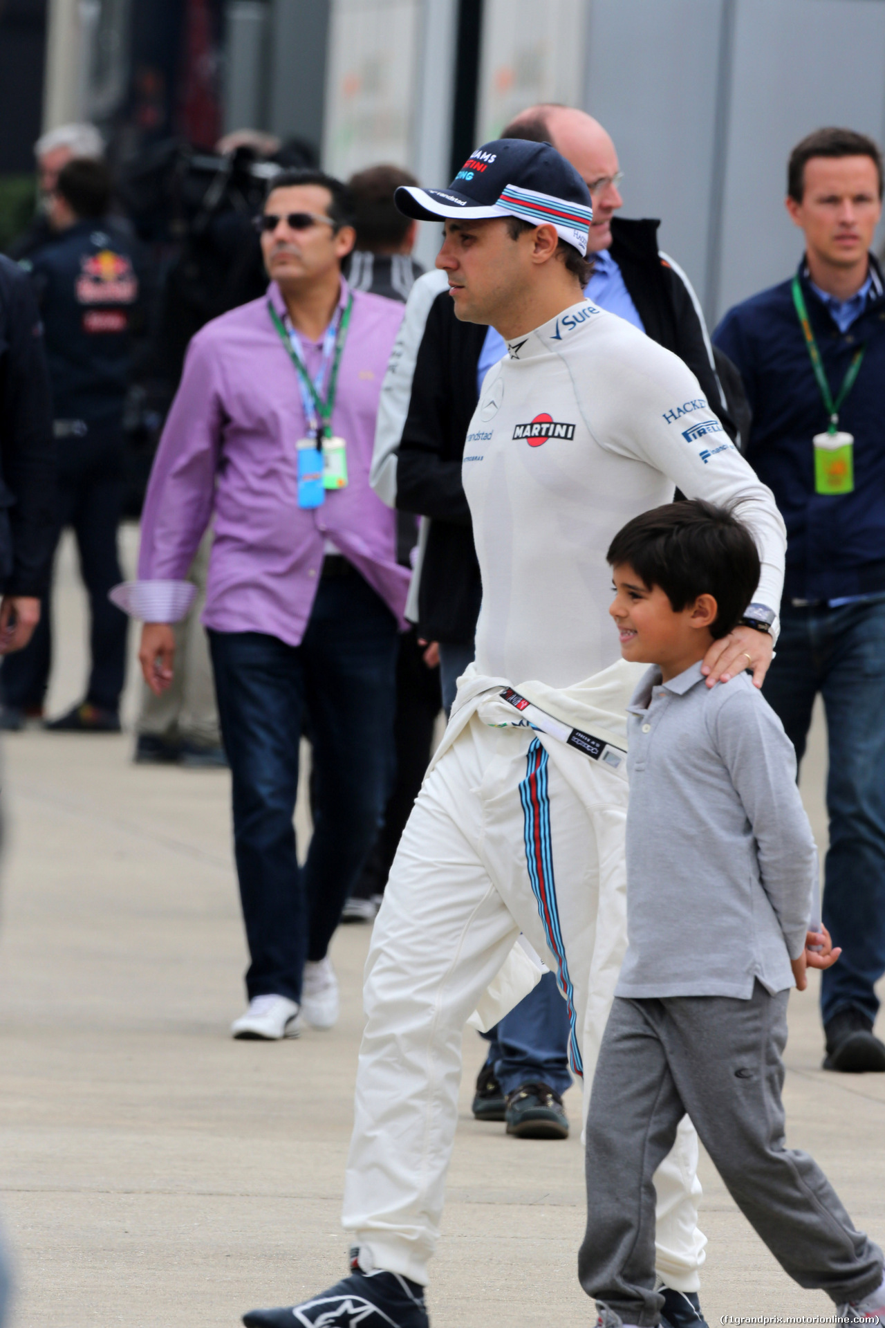 GP GRAN BRETAGNA, 09.07.2016 - Qualifiche, Felipe Massa (BRA) Williams FW38 e his son Felipinho