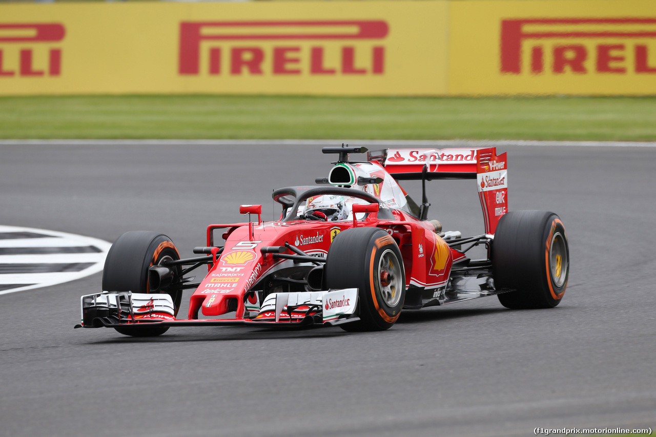 GP GRAN BRETAGNA, 08.07.2016 - Prove Libere 1, Sebastian Vettel (GER) Ferrari SF16-H with Halo cockpit cover.