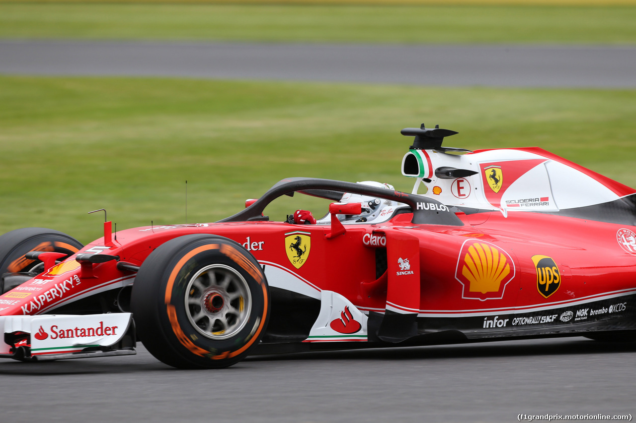 GP GRAN BRETAGNA, 08.07.2016 - Prove Libere 1, Sebastian Vettel (GER) Ferrari SF16-H with Halo cockpit cover.