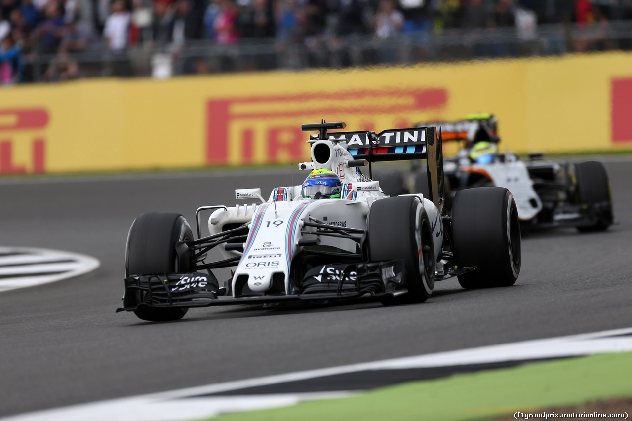 GP GRAN BRETAGNA, 08.07.2016 - Prove Libere 1, Felipe Massa (BRA) Williams FW38 e Sergio Perez (MEX) Sahara Force India F1 VJM09