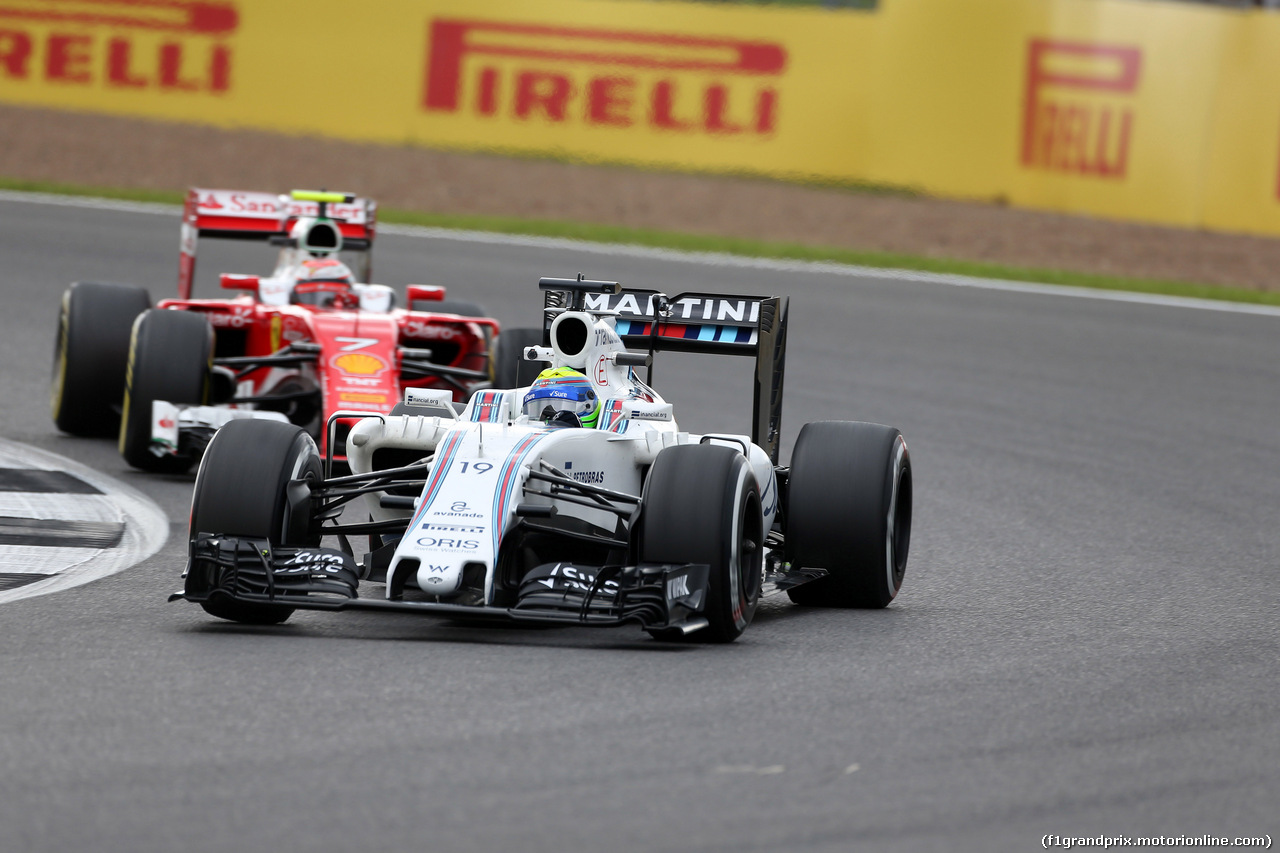 GP GRAN BRETAGNA, 08.07.2016 - Prove Libere 1, Felipe Massa (BRA) Williams FW38 e Kimi Raikkonen (FIN) Ferrari SF16-H