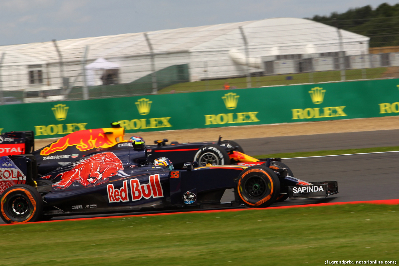 GP GRAN BRETAGNA, 08.07.2016 - Prove Libere 2, Carlos Sainz Jr (ESP) Scuderia Toro Rosso STR11 e Max Verstappen (NED) Red Bull Racing RB12