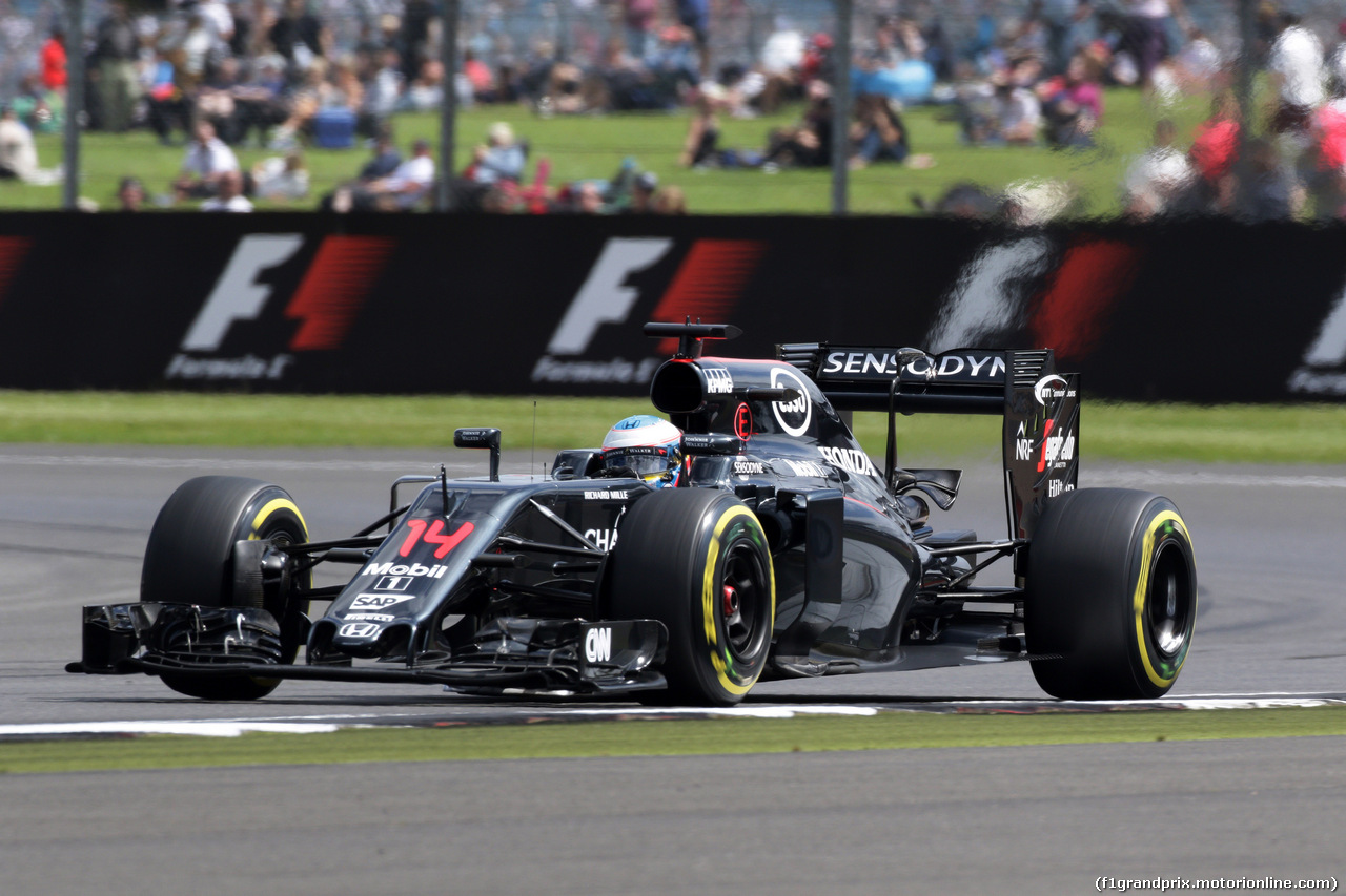 GP GRAN BRETAGNA, 08.07.2016 - Prove Libere 2, Fernando Alonso (ESP) McLaren Honda MP4-31