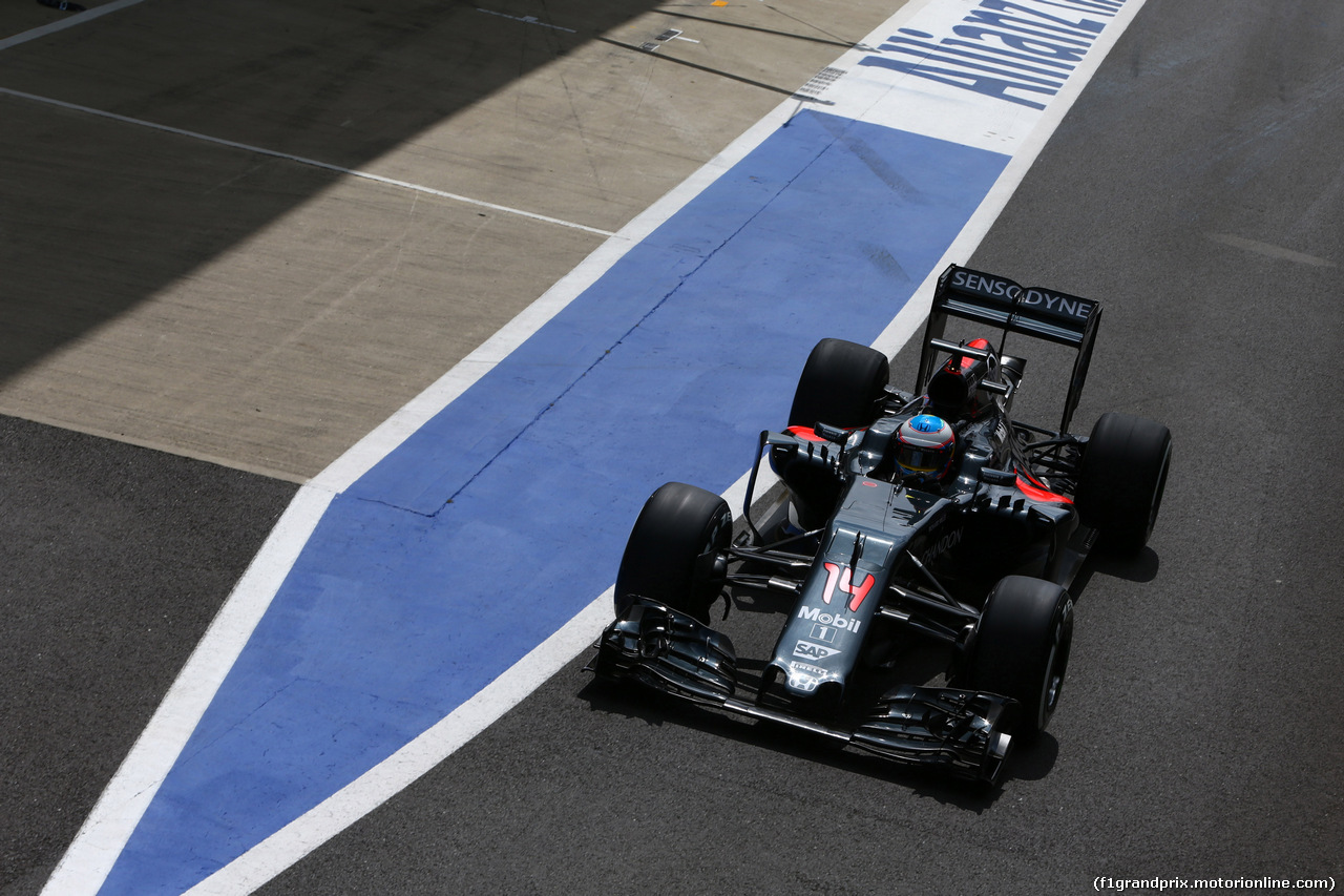 GP GRAN BRETAGNA, 08.07.2016 - Prove Libere 2, Fernando Alonso (ESP) McLaren Honda MP4-31