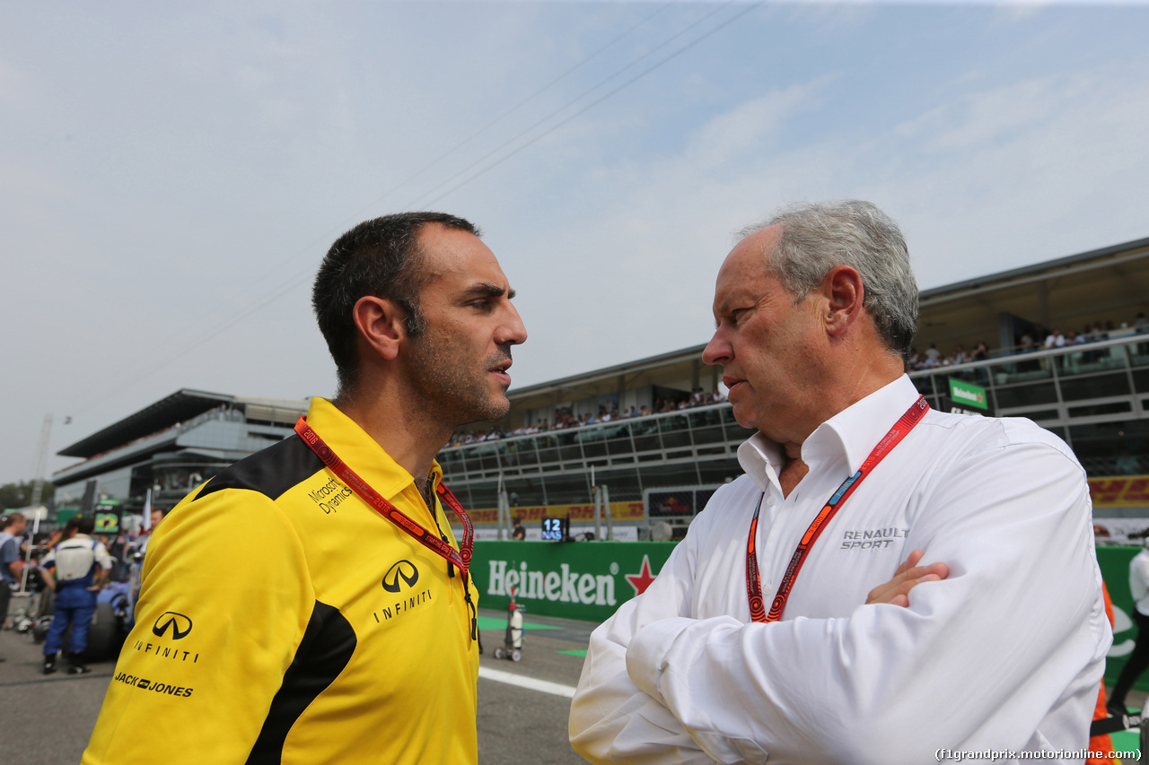GP ITALIA, 04.09.2016 - Gara, Cyril Abiteboul (FRA) Renault Sport F1 Managing Director e Jerome Stoll (FRA) Renault Sport F1 President