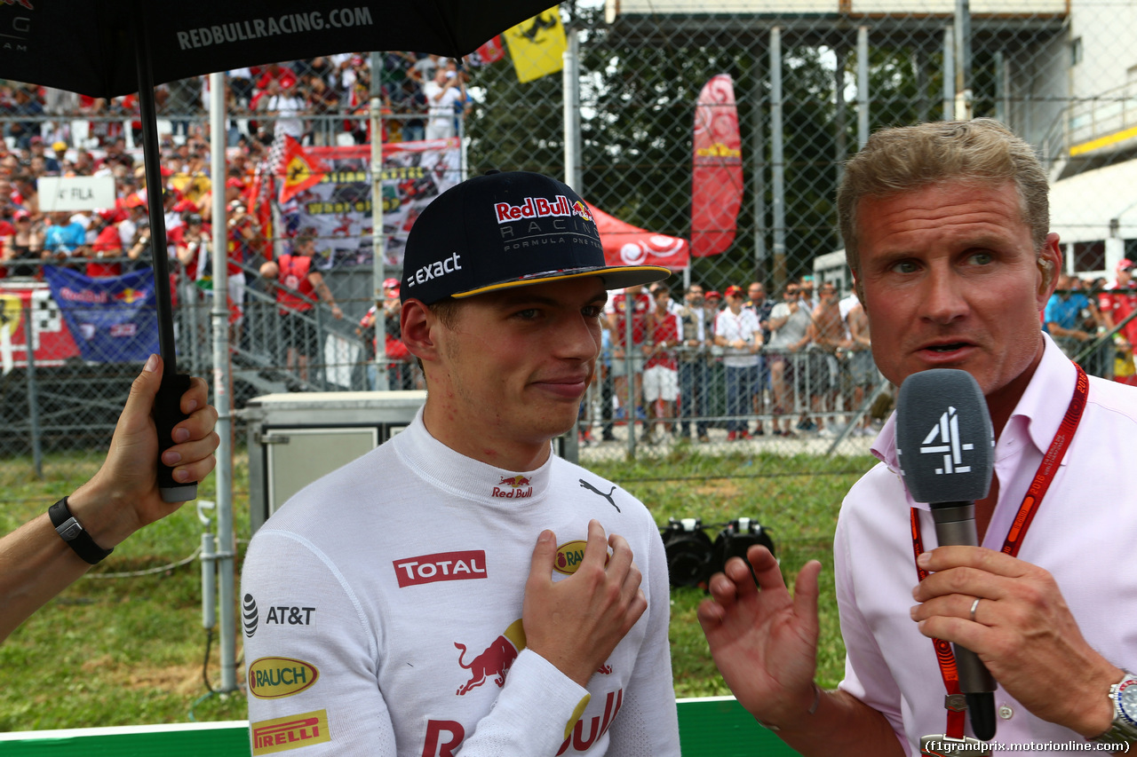 GP ITALIA, 04.09.2016 - Gara, Max Verstappen (NED) Red Bull Racing RB12 e David Coulthard (GBR)