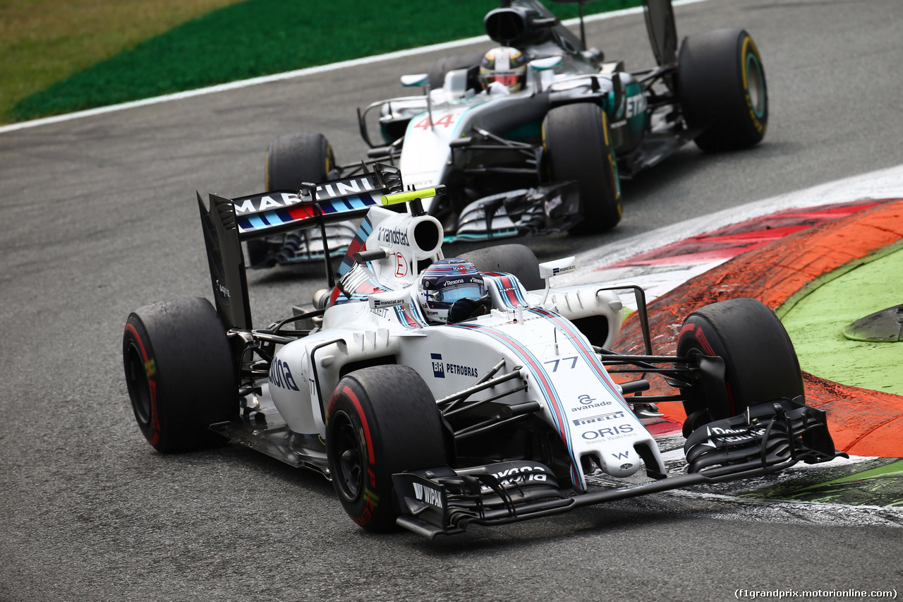 GP ITALIA, 04.09.2016 - Gara, Valtteri Bottas (FIN) Williams FW38 e Lewis Hamilton (GBR) Mercedes AMG F1 W07 Hybrid