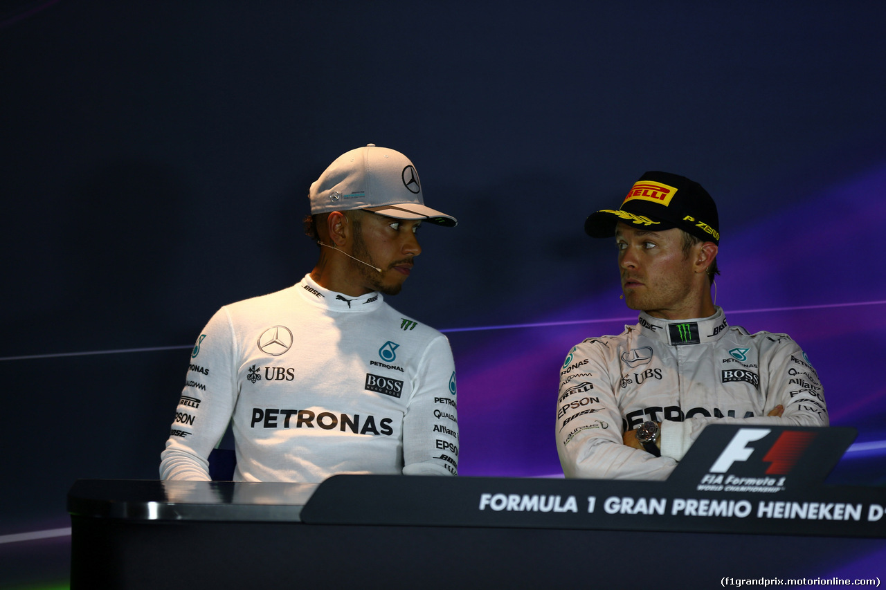 GP ITALIA, 04.09.2016 - Gara, Conferenza Stampa, Lewis Hamilton (GBR) Mercedes AMG F1 W07 Hybrid e Nico Rosberg (GER) Mercedes AMG F1 W07 Hybrid