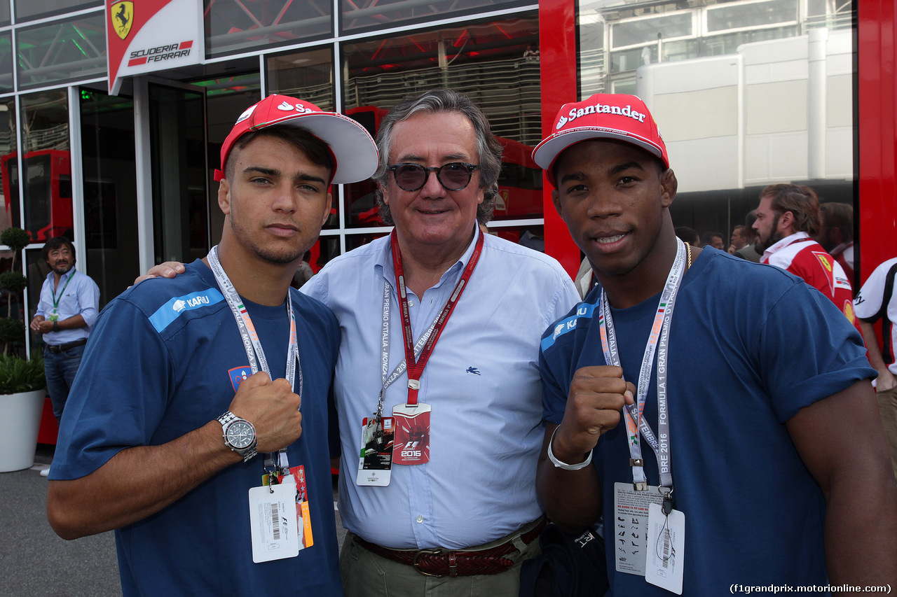 GP ITALIA, 03.09.2016 - (L-R) Fabio Basile (ITA) Judo Olympic Champion, Rio 2016, Giancarlo Minardi (ITA) e Frank Chamizo Marquez (ITA) Wrestling bronze medal, Rio 2016.