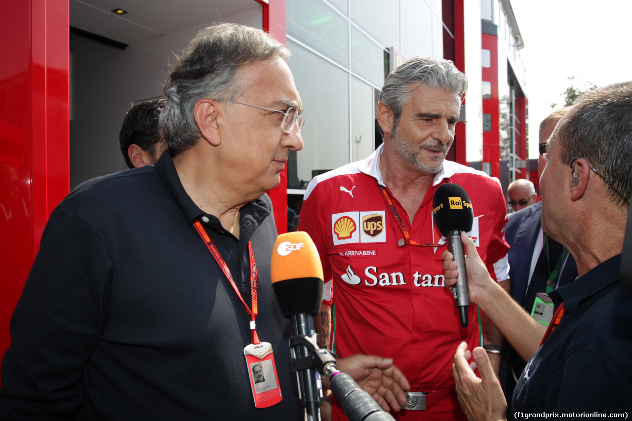 GP ITALIA, 03.09.2016 - Sergio Marchionne (ITA), Ferrari President e CEO of Fiat Chrysler Automobiles  e Maurizio Arrivabene (ITA) Ferrari Team Principal