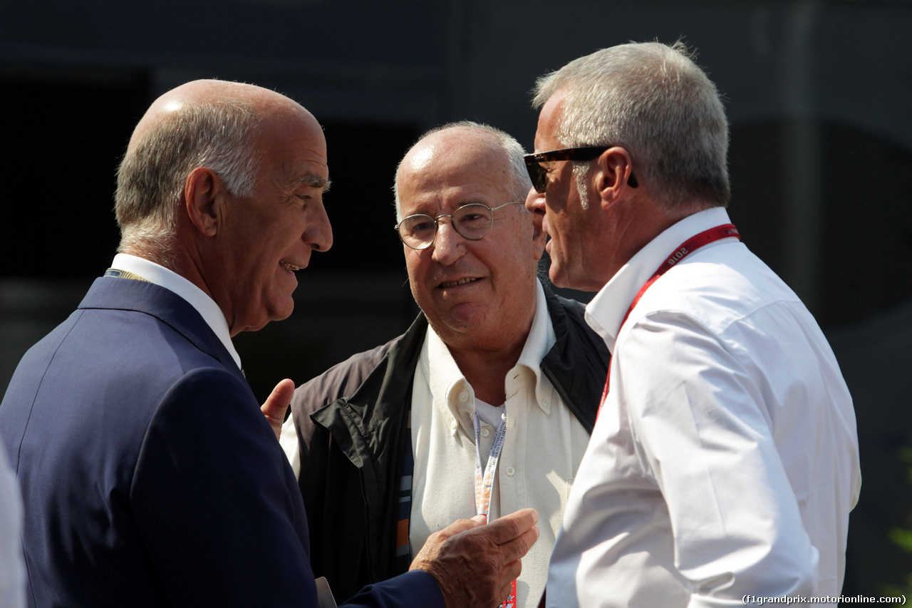 GP ITALIA, 02.09.2016 - Prove Libere 1, (L-R) Dr. Angelo Sticchi Damiani (ITA) Aci Csai President, Aldo Cerruri (ITA) e Marcello Lotti (ITA) CEO WSC