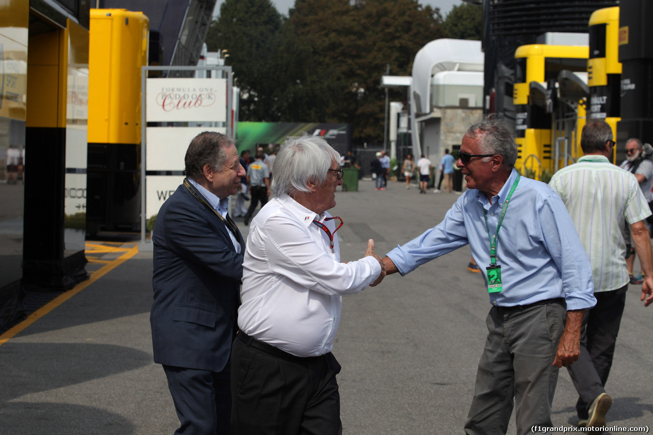 GP ITALIA, 02.09.2016 - Free Practice 2, Jean Todt (FRA), President FIA, Bernie Ecclestone (GBR), President e CEO of FOM e Cesare Fiorio (ITA)