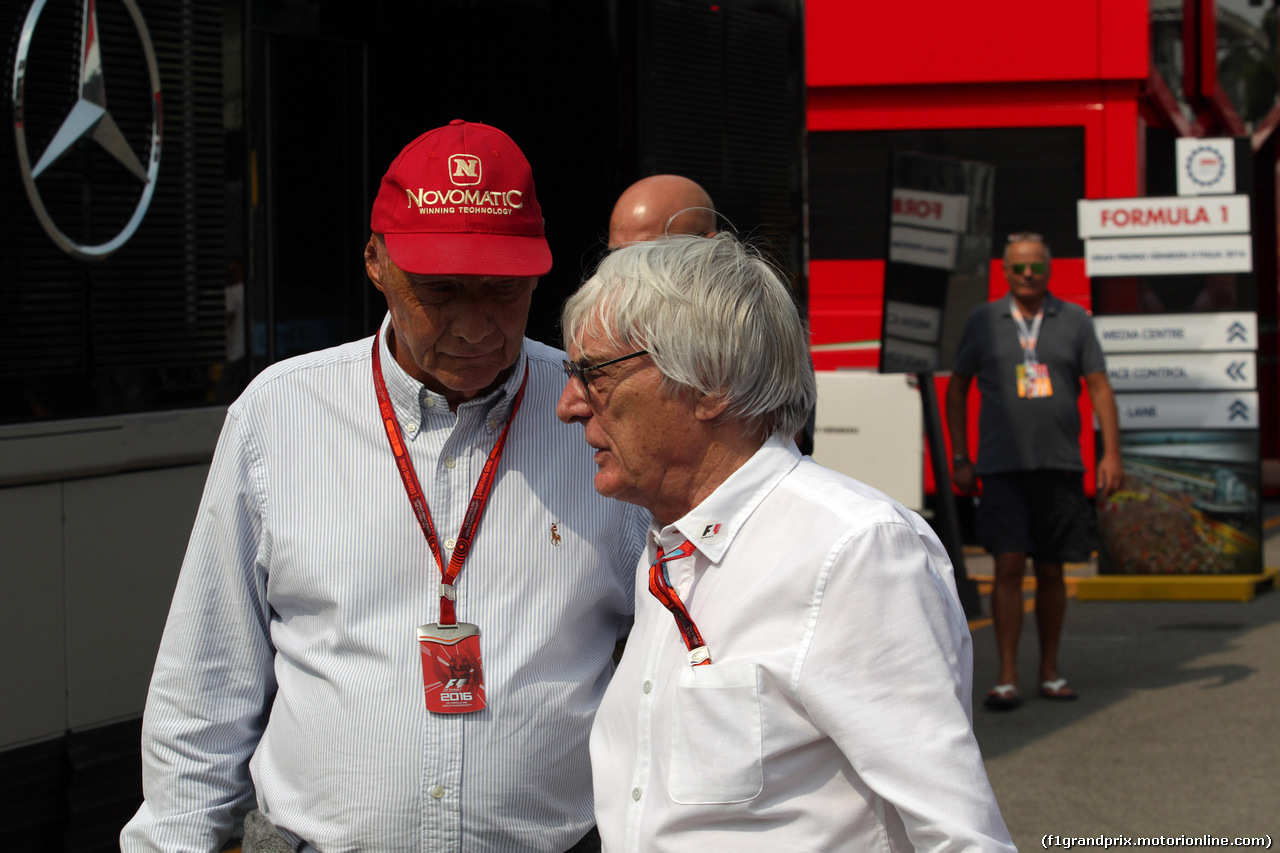 GP ITALIA, 02.09.2016 - Free Practice 2, Nikki Lauda (AU), Mercedes e Bernie Ecclestone (GBR), President e CEO of FOM