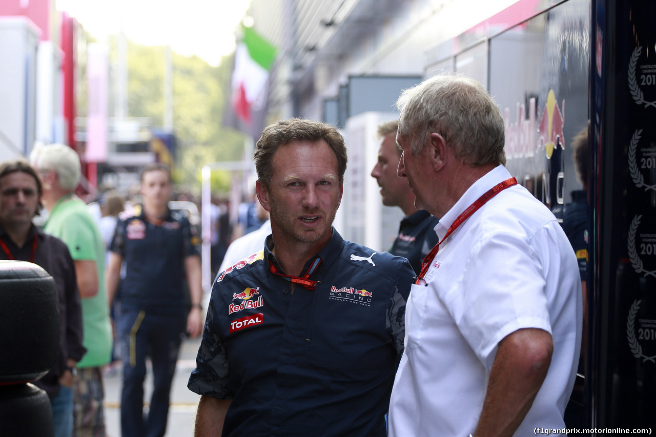 GP ITALIA, 02.09.2016 - Free Practice 2, Christian Horner (GBR), Red Bull Racing, Sporting Director e Helmut Marko (AUT), Red Bull Racing, Red Bull Advisor