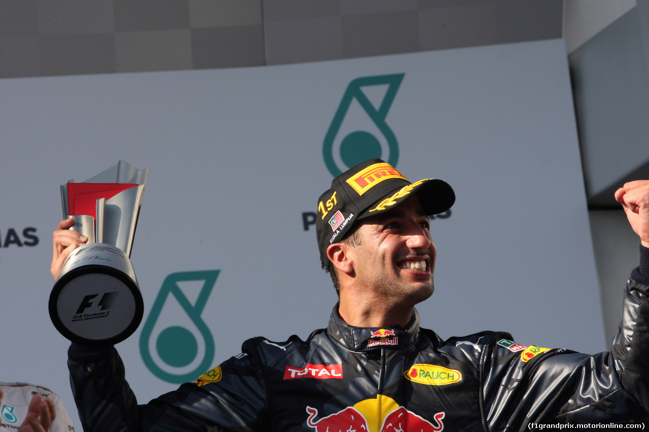 GP MALESIA, 02.10.2016 - Gara, Daniel Ricciardo (AUS) Red Bull Racing RB12 vincitore