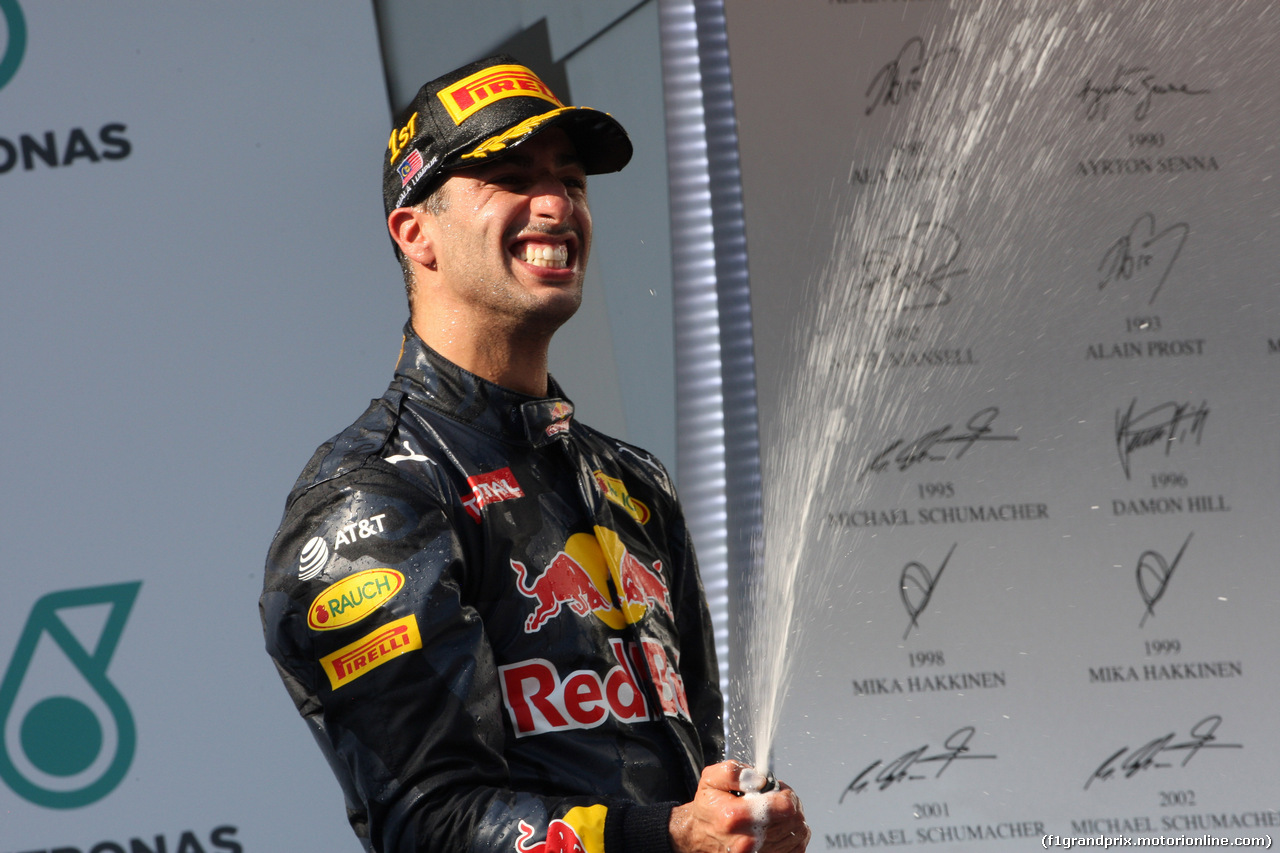 GP MALESIA, 02.10.2016 - Gara, Daniel Ricciardo (AUS) Red Bull Racing RB12 vincitore