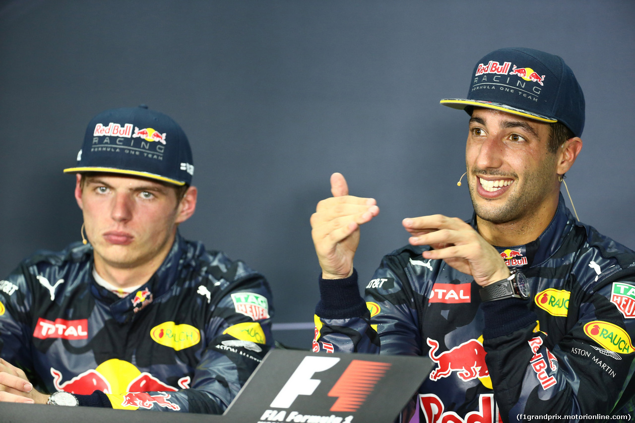 GP MALESIA, 02.10.2016 - Gara, Conferenza Stampa, Max Verstappen (NED) Red Bull Racing RB12 e Daniel Ricciardo (AUS) Red Bull Racing RB12