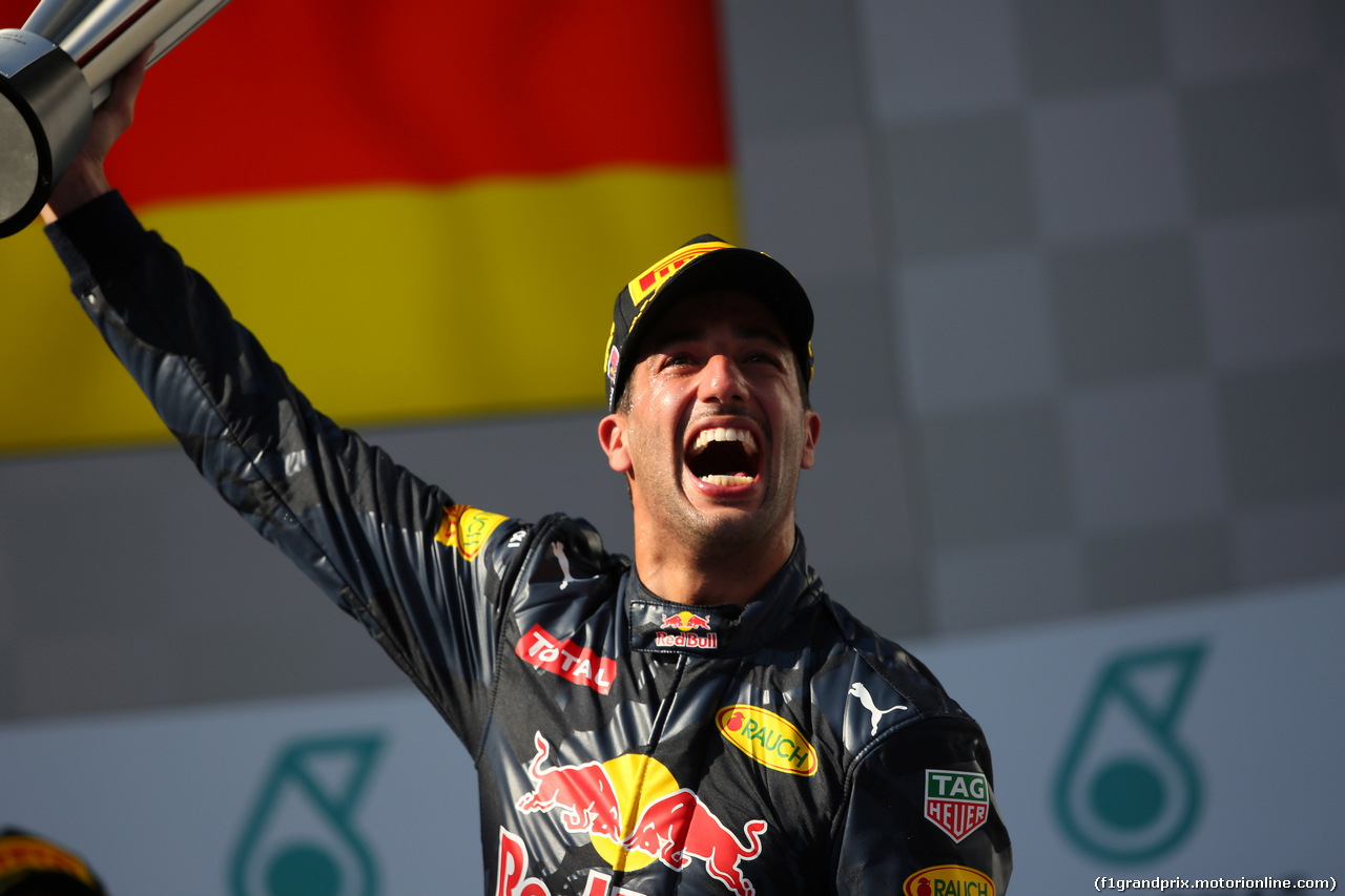 GP MALESIA, 02.10.2016 - Gara, Daniel Ricciardo (AUS) Red Bull Racing RB12 vincitore