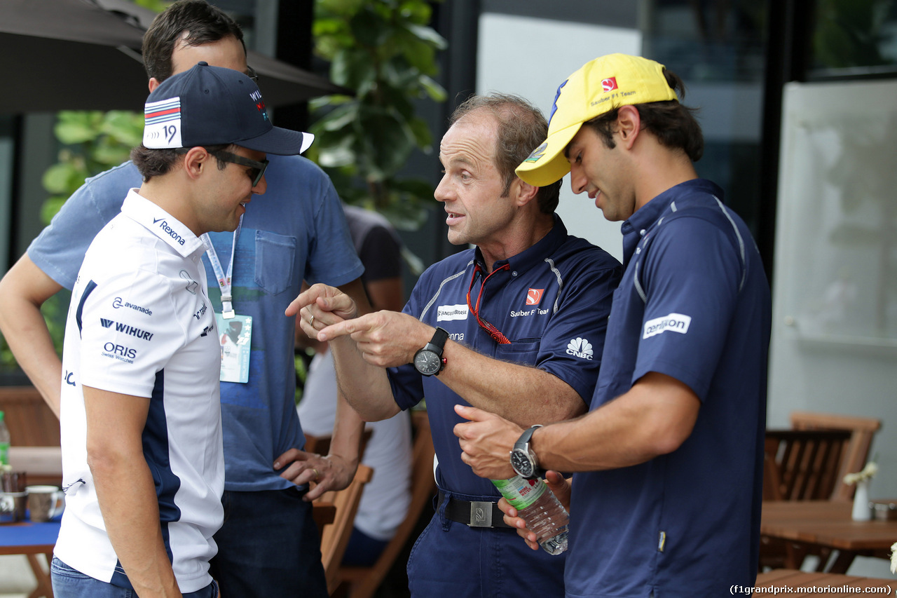 GP MALESIA, 29.09.2016 - Felipe Massa (BRA) Williams FW38 e Felipe Nasr (BRA) Sauber C34