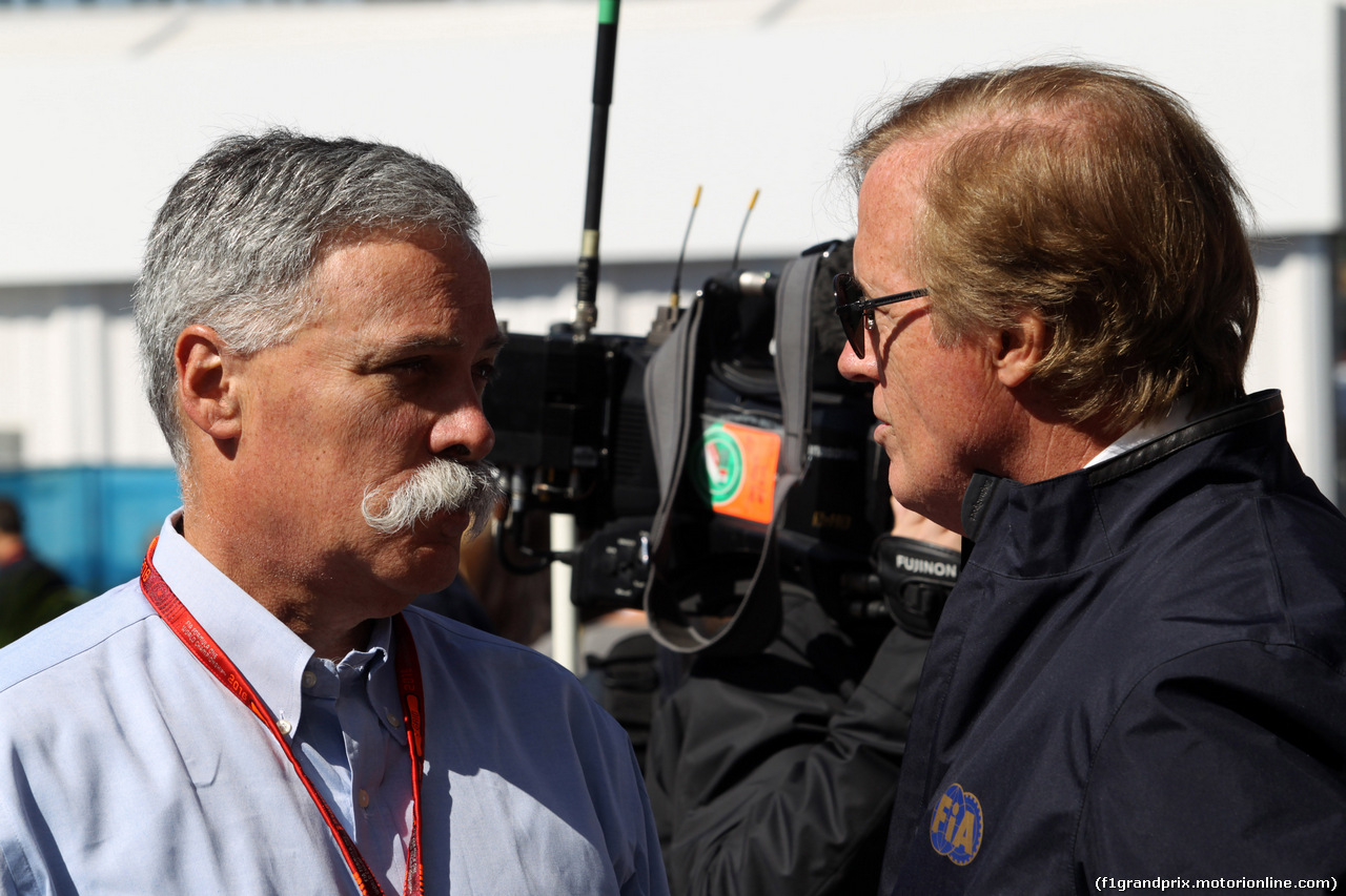 GP MESSICO, 29.10.2016 - Prove Libere 3, (L-R) Chase Carey (USA) Formula One Group Chairman e Danny Sullivan (USA) Fia steward