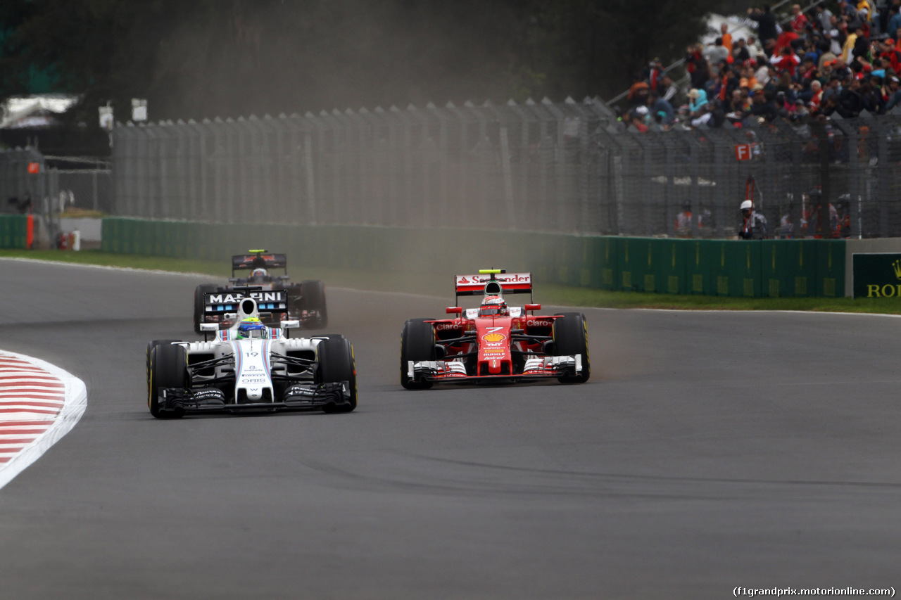 GP MESSICO, 28.10.2016 - Prove Libere 1, Felipe Massa (BRA) Williams FW38 e Kimi Raikkonen (FIN) Ferrari SF16-H