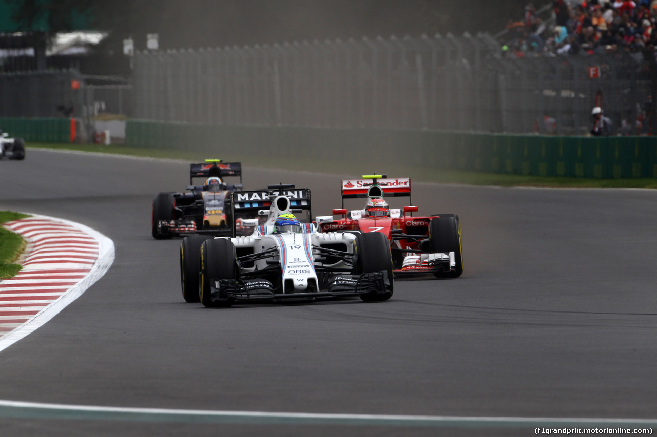 GP MESSICO, 28.10.2016 - Prove Libere 1, Felipe Massa (BRA) Williams FW38 e Kimi Raikkonen (FIN) Ferrari SF16-H