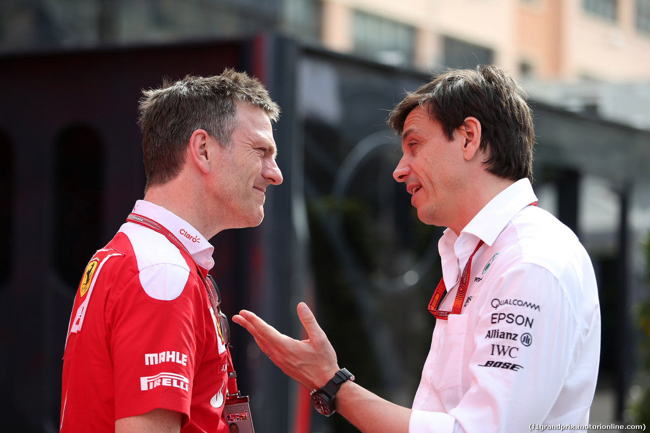GP MONACO, 28.05.2016 - James Allison (GBR) Ferrari Chassis Technical Director  e Toto Wolff (GER) Mercedes AMG F1 Shareholder e Executive Director