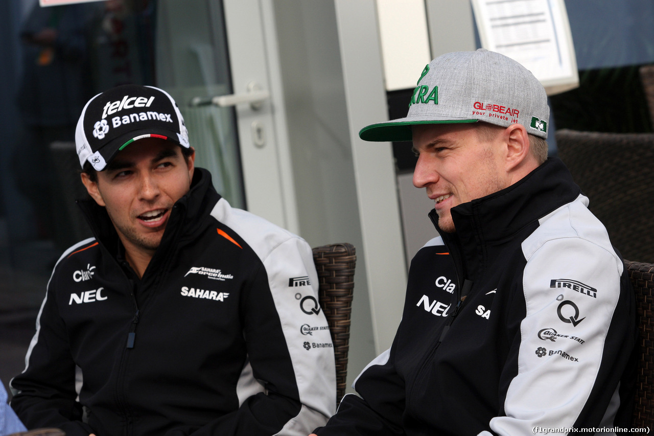 GP RUSSIA, 28.04.2016 - Sergio Perez (MEX) Sahara Force India F1 VJM09 e Nico Hulkenberg (GER) Sahara Force India F1 VJM09