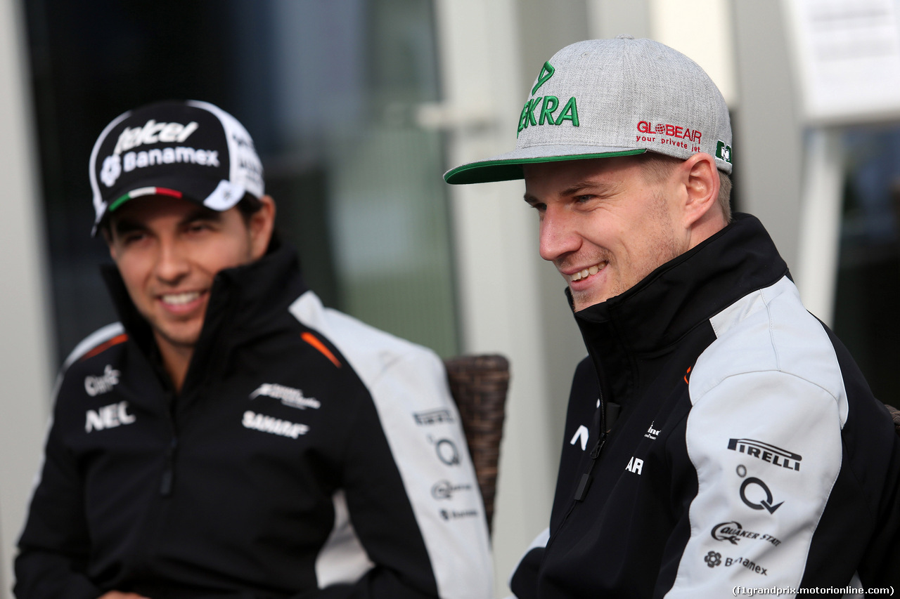 GP RUSSIA, 28.04.2016 - Sergio Perez (MEX) Sahara Force India F1 VJM09 e Nico Hulkenberg (GER) Sahara Force India F1 VJM09