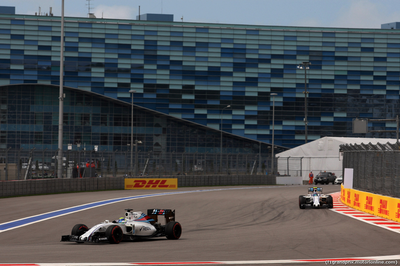 GP RUSSIA, 29.04.2016 - Prove Libere 1, Felipe Massa (BRA) Williams FW38 e Valtteri Bottas (FIN) Williams FW38